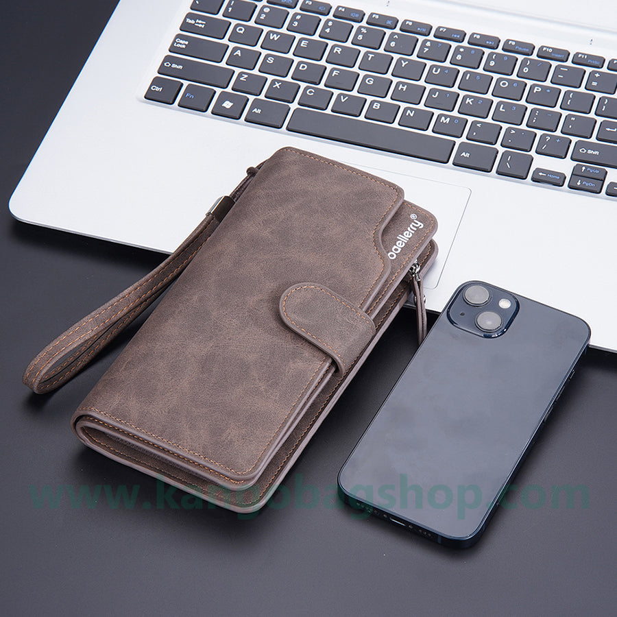 New card wallet wallet two-in-one men's high-grade soft frosted leather wallet men's trendy brand wallet handbag