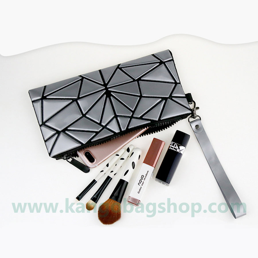 New rhombus bag geometric travel cosmetic bag lovely simple small Korean portable lipstick bag hand bag