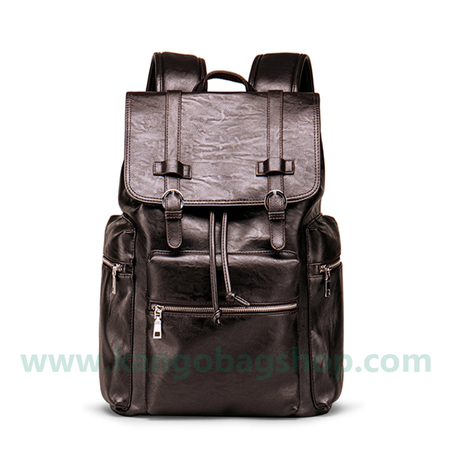 Male Fashion Fashion of college students high school bag casual leather simple computer backpack bag