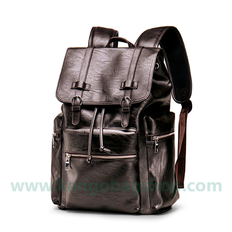 Male Fashion Fashion of college students high school bag casual leather simple computer backpack bag