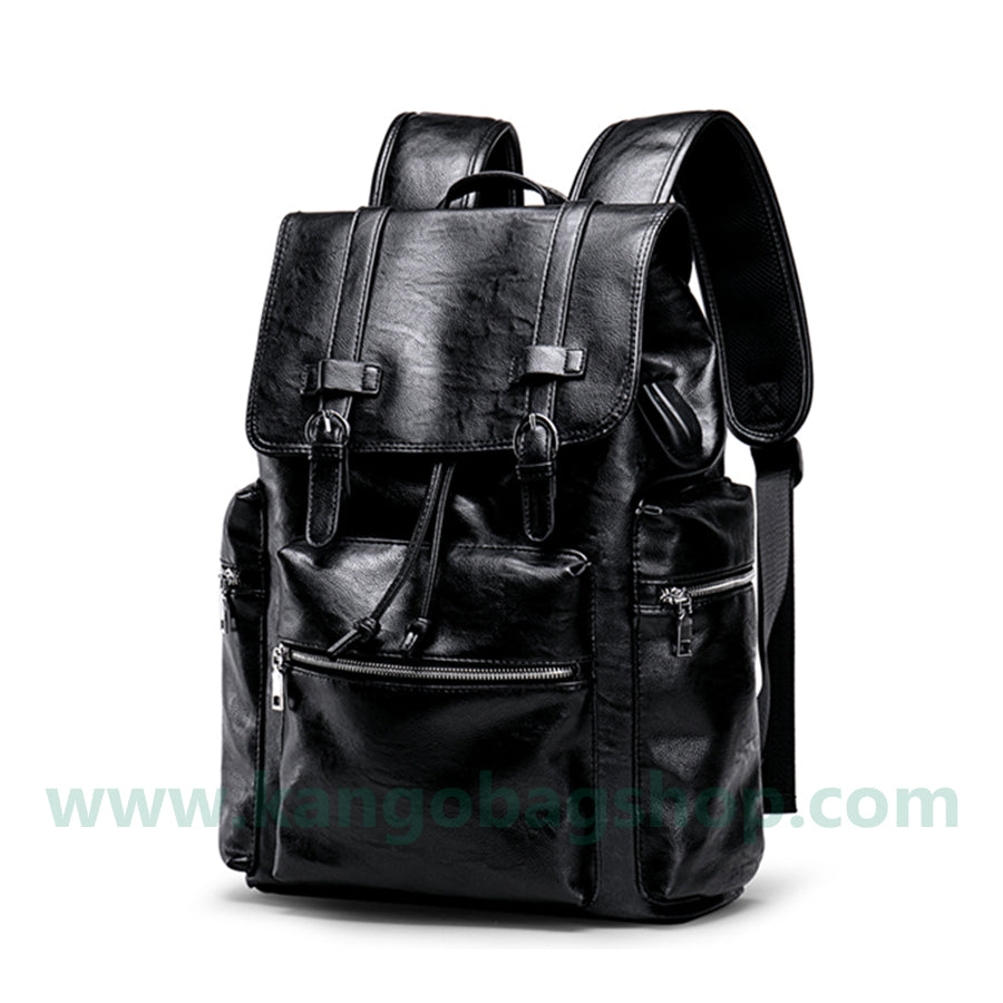 Male Fashion Fashion of college students high school bag casual leather simple computer backpack bag