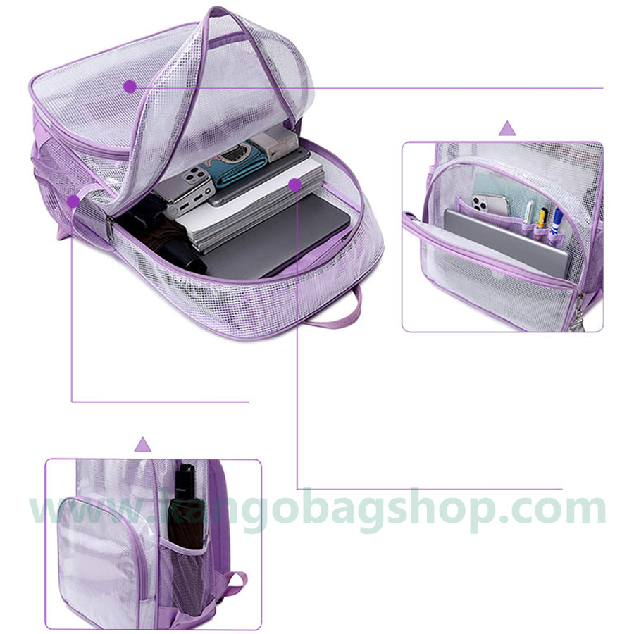 Large-capacity PVC transparent for male and female junior backpack for college backpack floating board bag