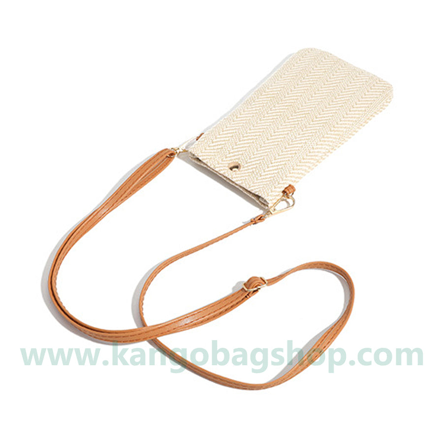 New n style lady shoulder straddle bag woven vertical cell phone bag straw woven change purse