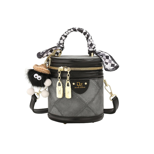 High-grade rhombus bucket bag ladies new scarf tote bag all-round package