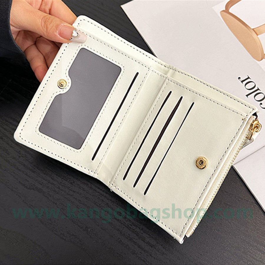 Purse female short embroidered cute little fresh student multi-card zipper small wallet card package integration