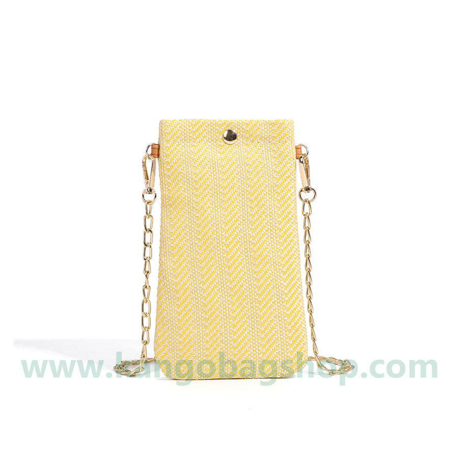 New n style lady shoulder straddle bag woven vertical cell phone bag straw woven change purse