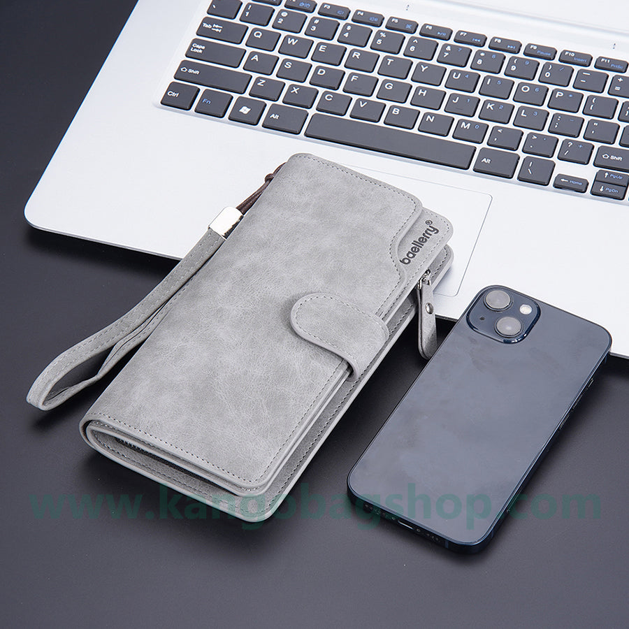 New card wallet wallet two-in-one men's high-grade soft frosted leather wallet men's trendy brand wallet handbag