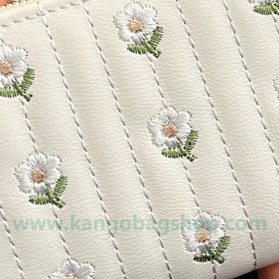 Purse female short embroidered cute little fresh student multi-card zipper small wallet card package integration