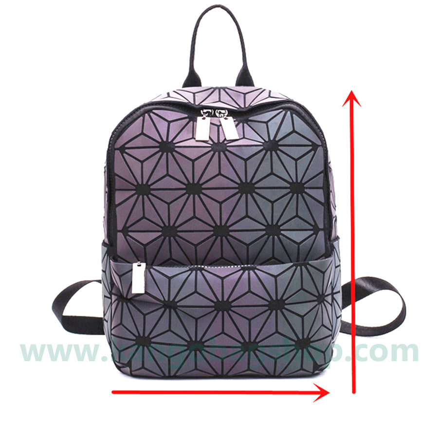 Geometric rhombus backpack women's new fashion summer night-light travel backpack large-capacity backpack