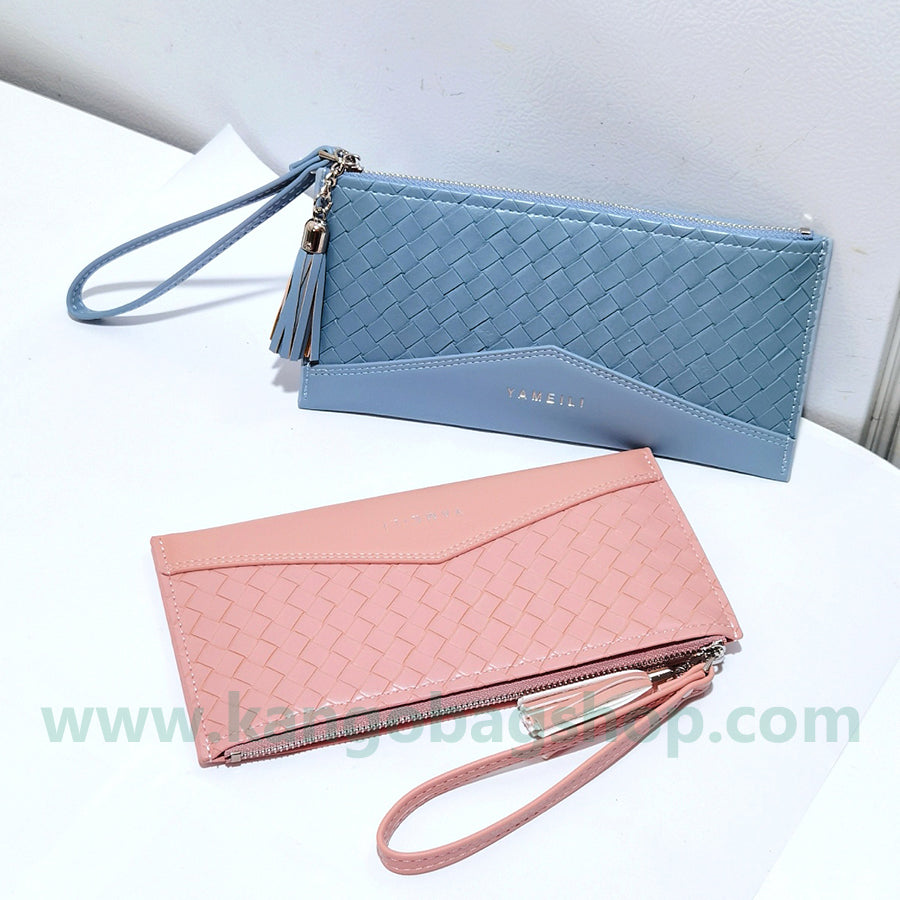 New Purse Purse Ladies Long zippered mobile phone bag woven pattern purse large capacity wallet