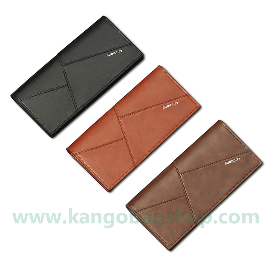 Men's long ultra-thin pocket wallet retro simple fashion wallet multi-card space solid color pocket wallet trend