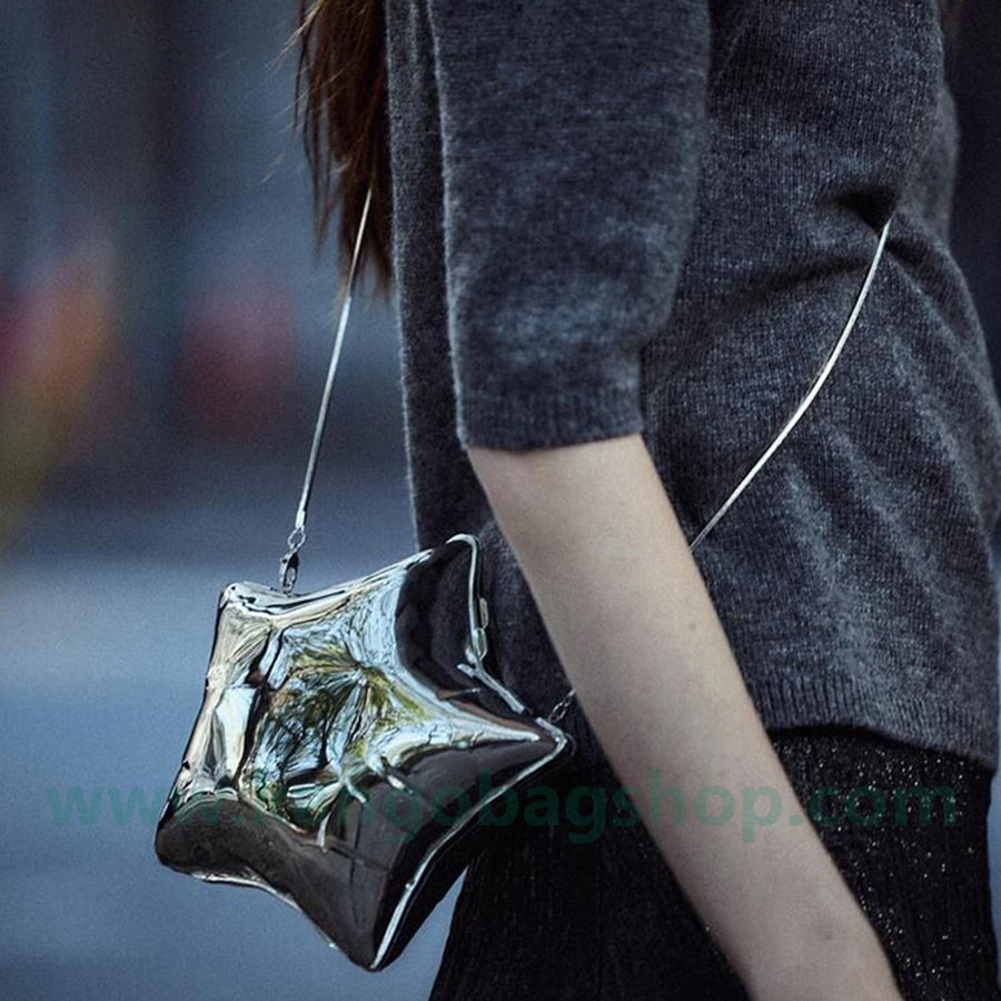 Silver Star chain bag women's new high-end casual star-shaped dinner bag single shoulder messenger bag