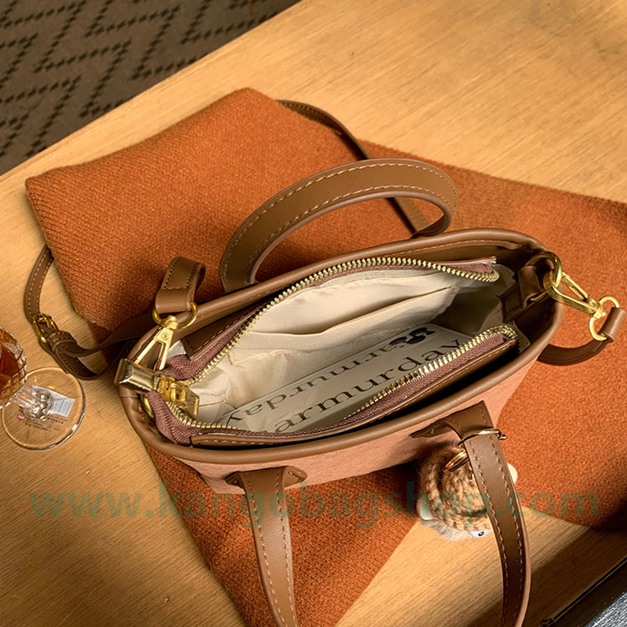 Delicate handbag with autumn and winter new high-grade texture small cross-shoulder Korean department bucket bag woman