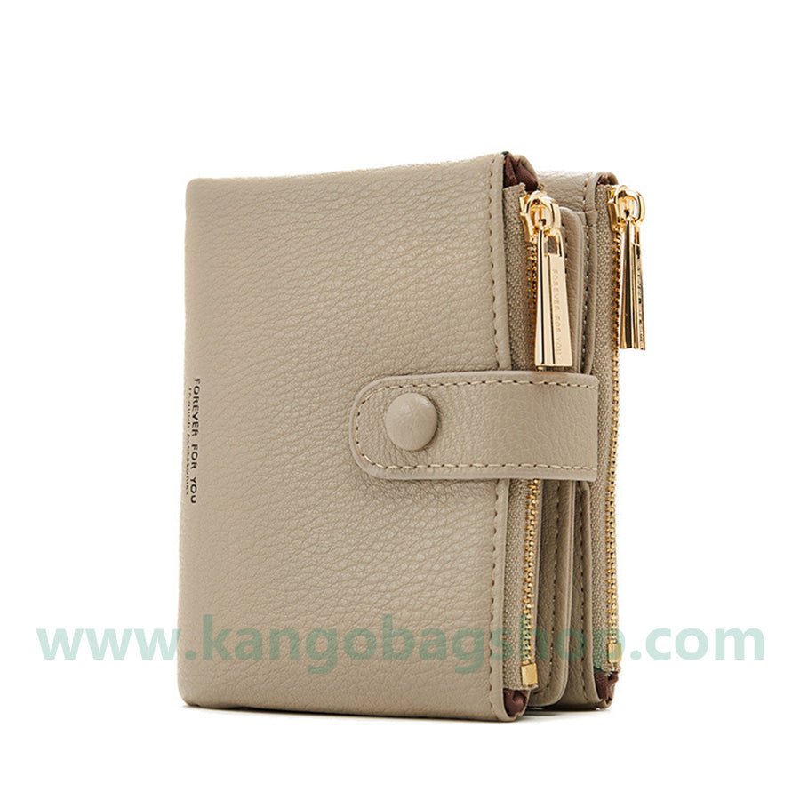 New double zipper purse female multi-card large capacity small purse soft leather simple and easy small purse female