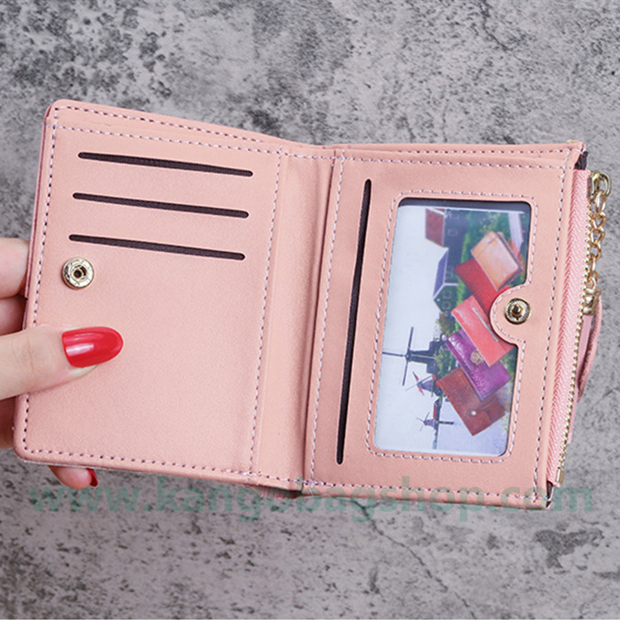 Purse female students Korean version of the fashion vertical splicing collision zipper hasp change purse card bag