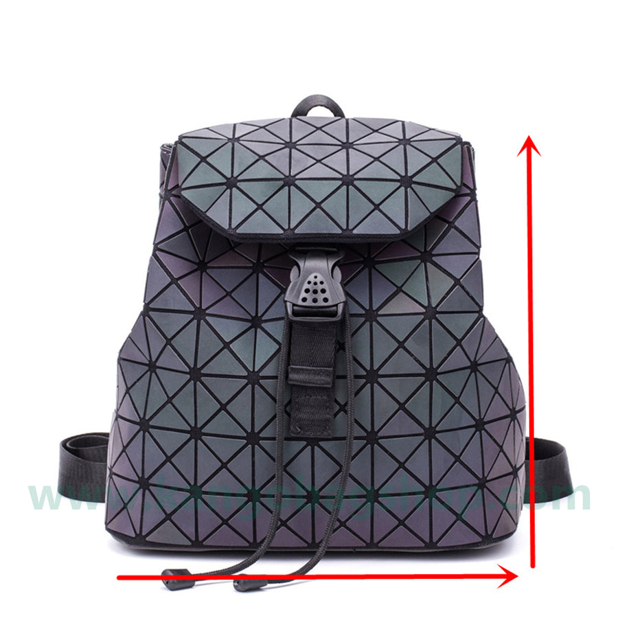 Geometric rhombus backpack women's new fashion summer night-light travel backpack large-capacity backpack