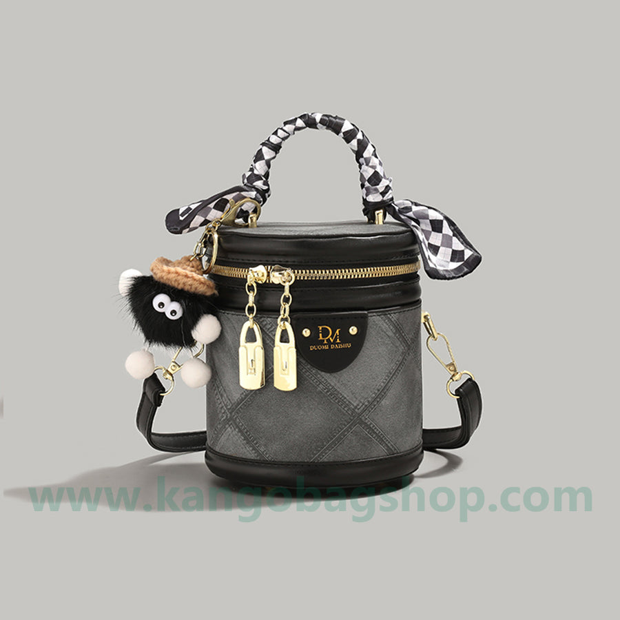 High-grade rhombus bucket bag ladies new scarf tote bag all-round package