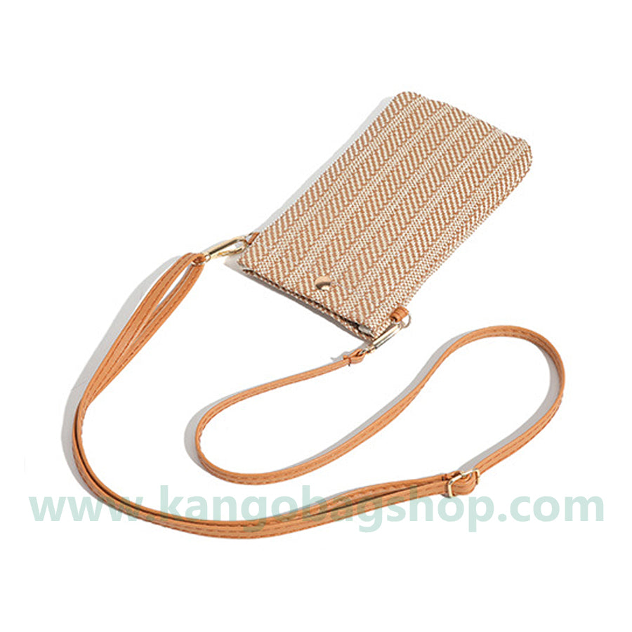 New n style lady shoulder straddle bag woven vertical cell phone bag straw woven change purse