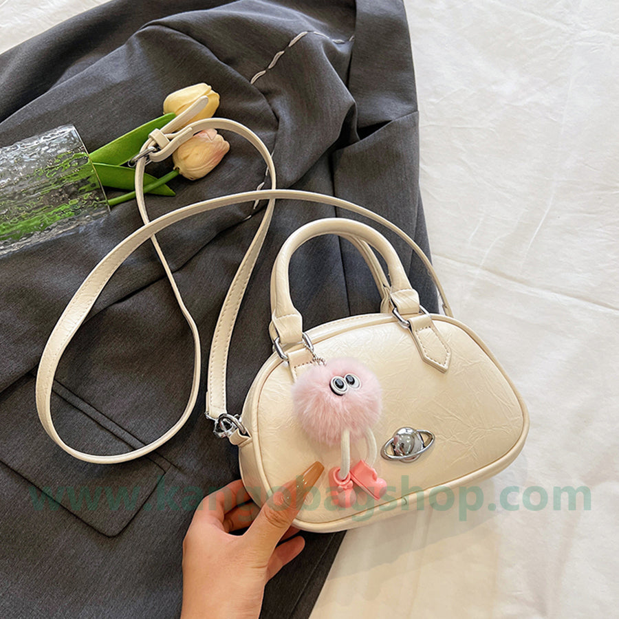 Summer high-grade feeling niche design messenger bowling bag women's new silver purse handbag