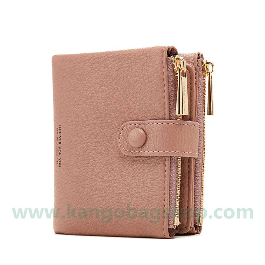 New double zipper purse female multi-card large capacity small purse soft leather simple and easy small purse female