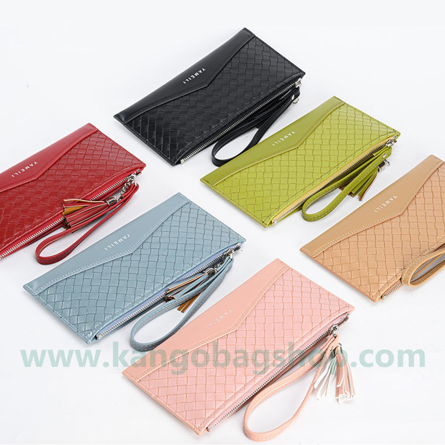 New Purse Purse Ladies Long zippered mobile phone bag woven pattern purse large capacity wallet