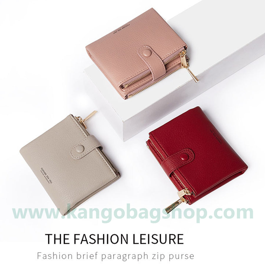 New double zipper purse female multi-card large capacity small purse soft leather simple and easy small purse female