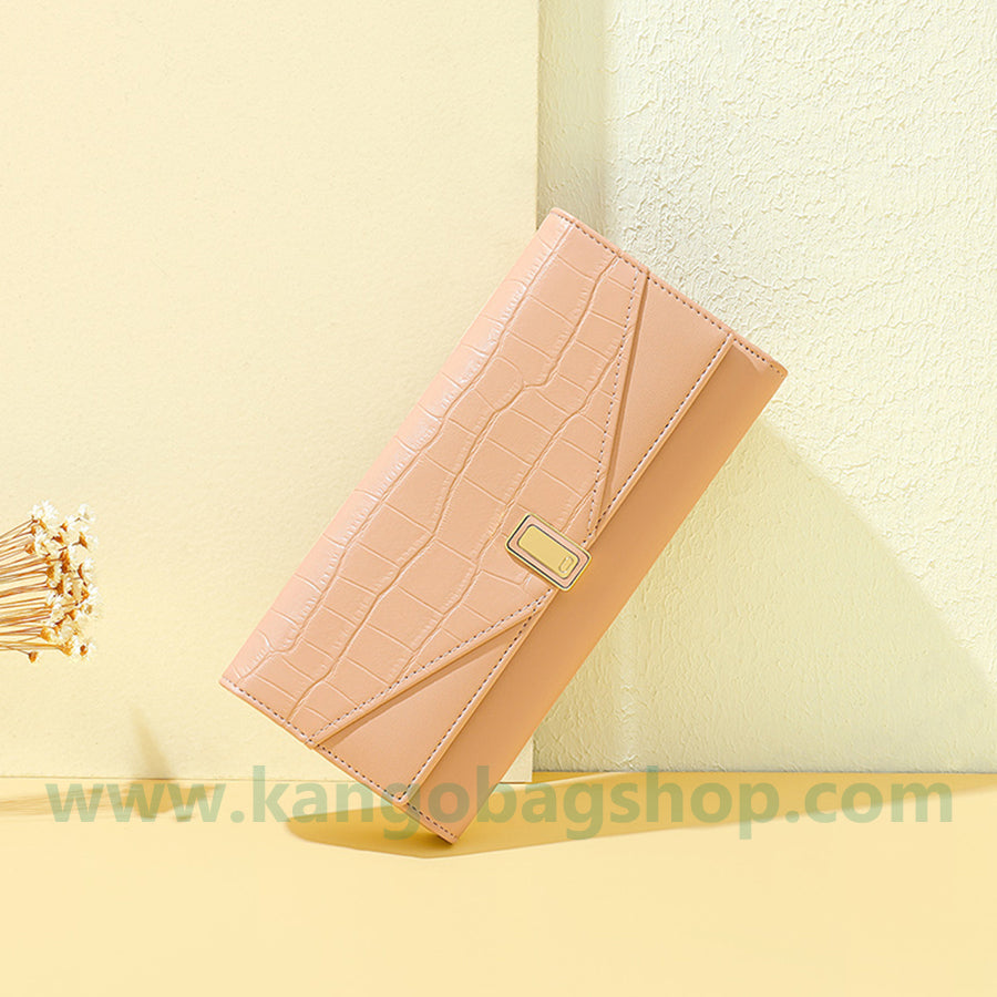 New fashion high-end hand bag rock grain large capacity long folding wallet multi-card slot wallet leather bag