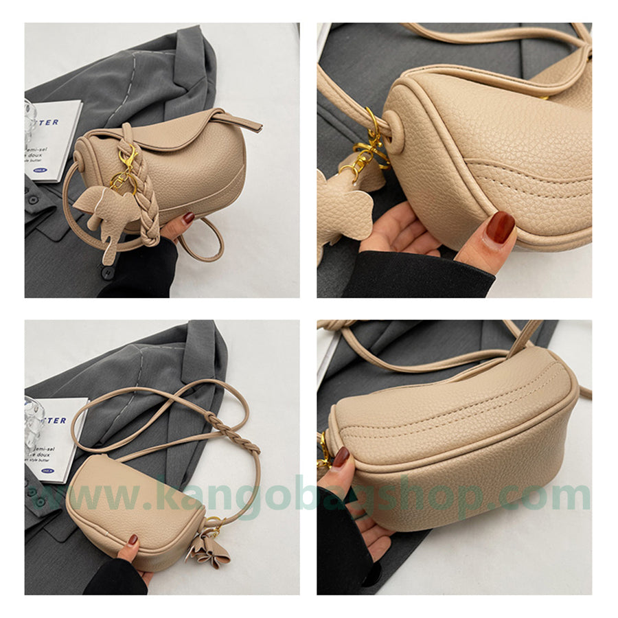 Summertime high-end feeling small white pu bag lady new large-capacity one-shoulder dumpling bag