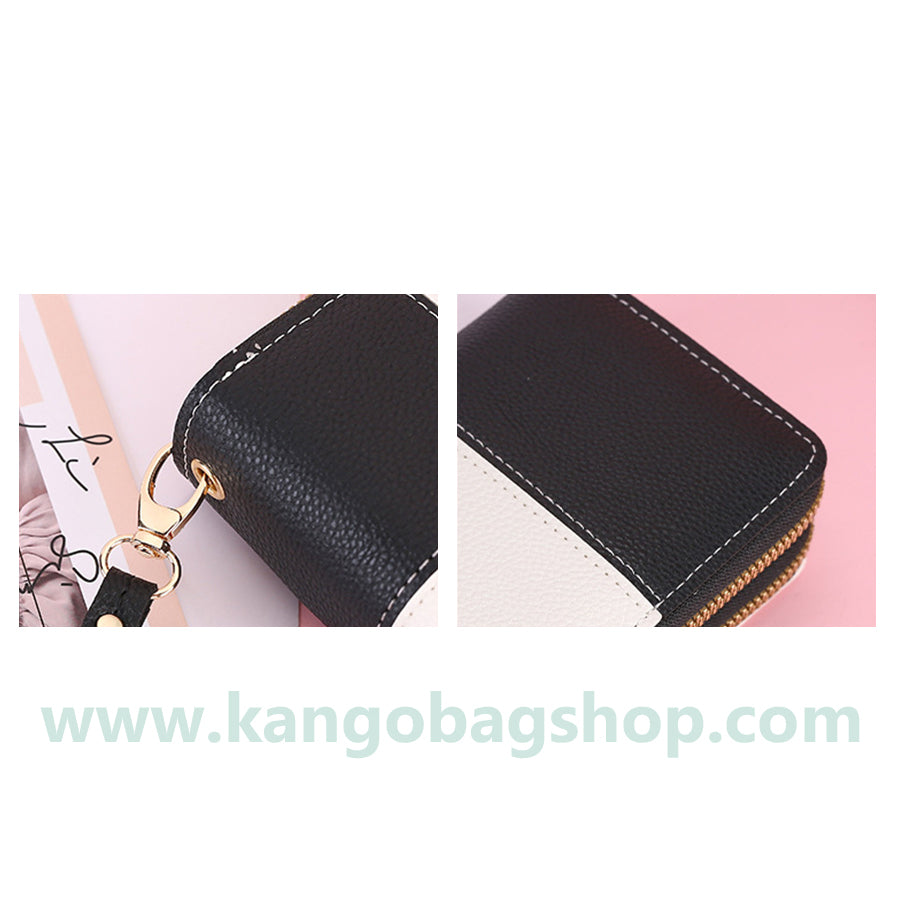 Fashion brand women hand purse large capacity long three-color stitching simple zipper mobile phone purse wallet