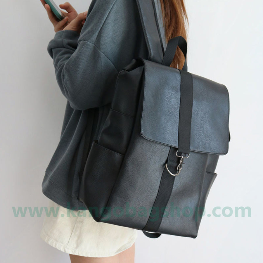 Backpack backpack soft leather college wind computer large capacity Korean edition travel