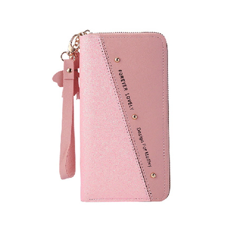 The New Purse Long Lady Zipper Purse Female Korean version of the collage tassel patchwork bag mobile phone bag