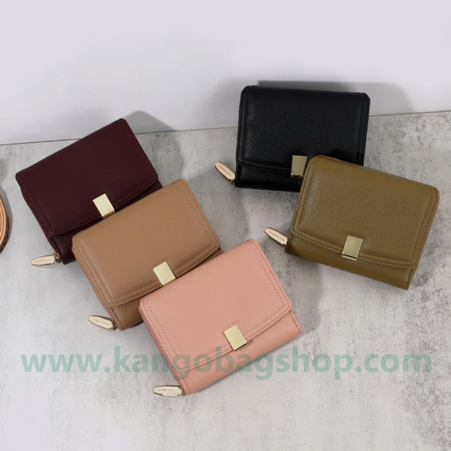 Purse Women Korean version of the design of simple niche pure color new card bag change purs