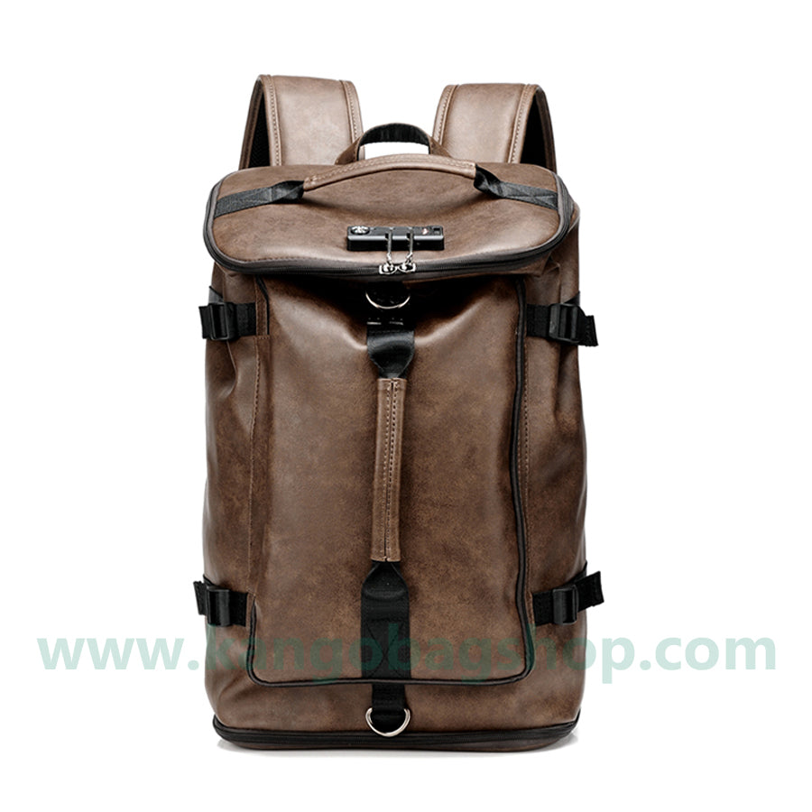 High-capacity backpack men's multi-functional tote bag tide brand portable leather outdoor barrel backpack shoes