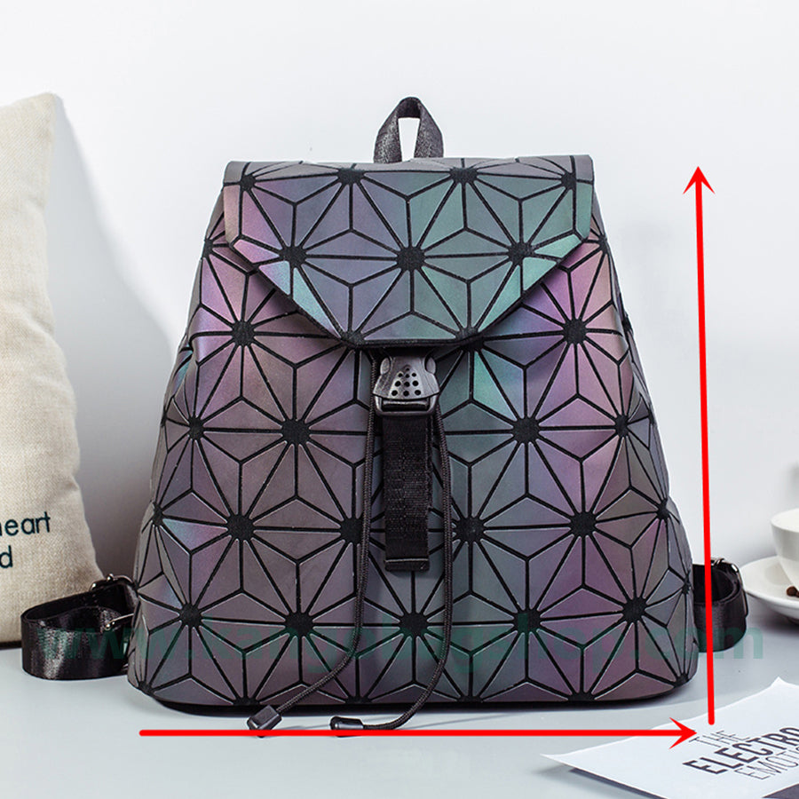 Geometric rhombus backpack women's new fashion summer night-light travel backpack large-capacity backpack