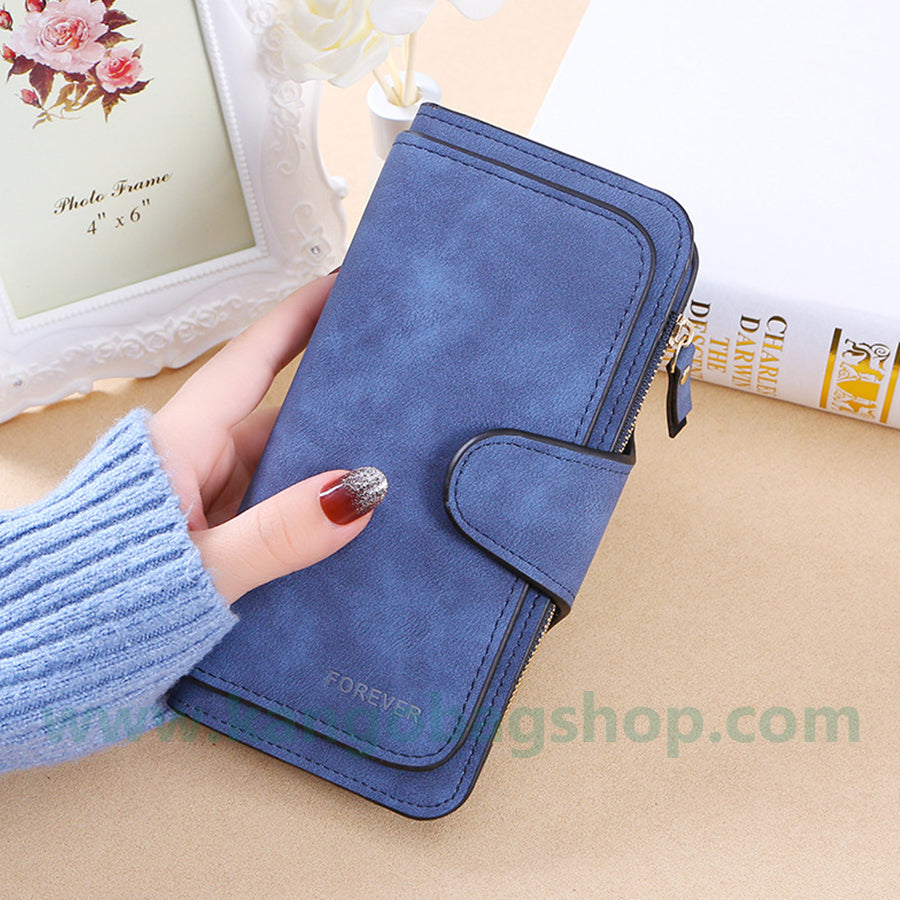 New style ladies big three discount fashion multi-card wallet frosted two-color fabric