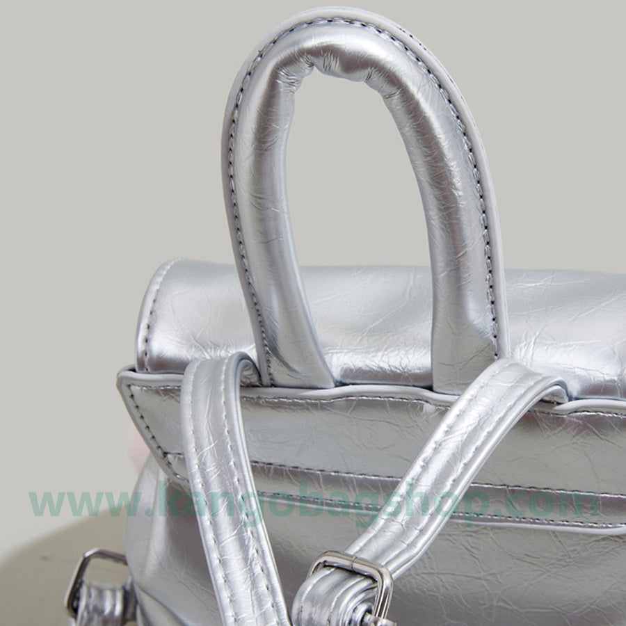 Senior Sense Silver double shoulder bag female new fashion leisure small backpack gives the birthday present to the female student