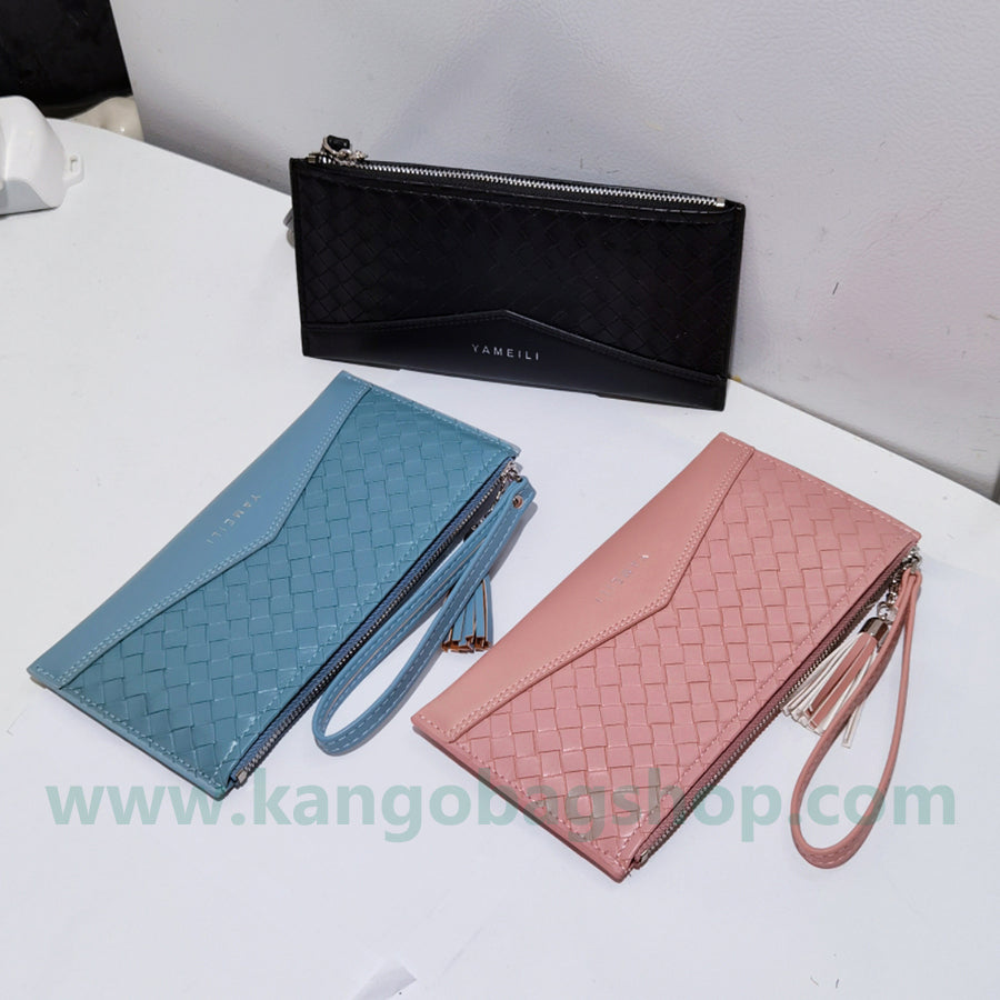 New Purse Purse Ladies Long zippered mobile phone bag woven pattern purse large capacity wallet