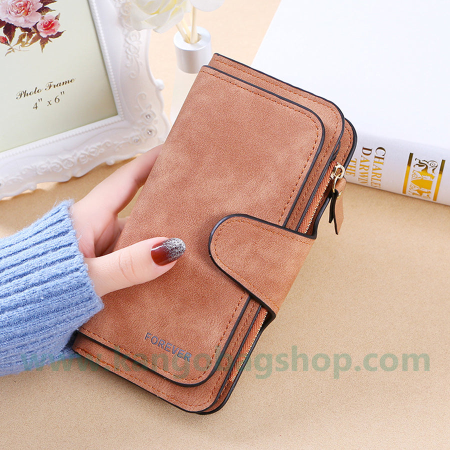 New style ladies big three discount fashion multi-card wallet frosted two-color fabric