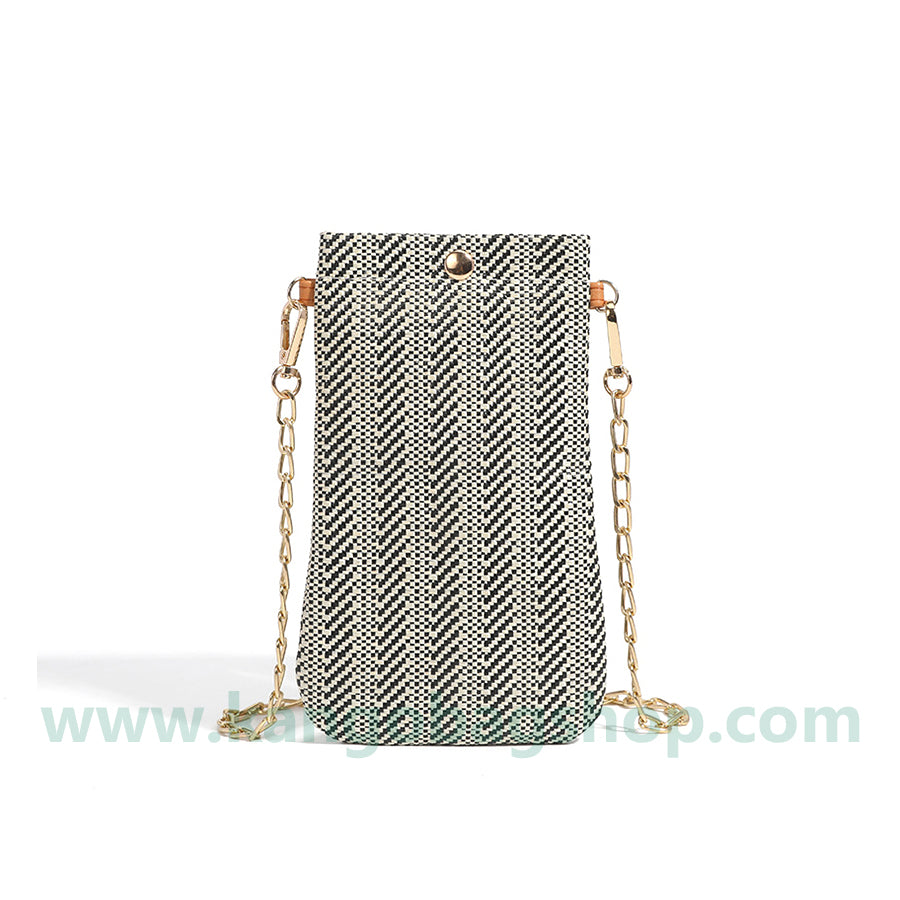 New n style lady shoulder straddle bag woven vertical cell phone bag straw woven change purse