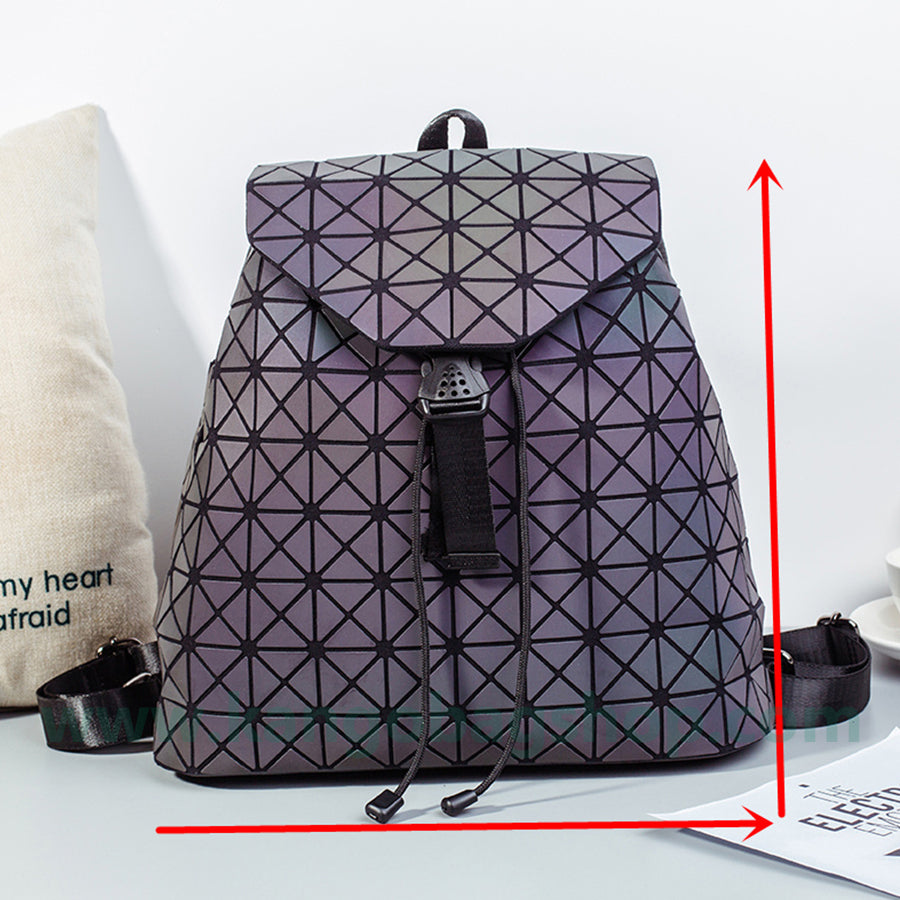 Geometric rhombus backpack women's new fashion summer night-light travel backpack large-capacity backpack