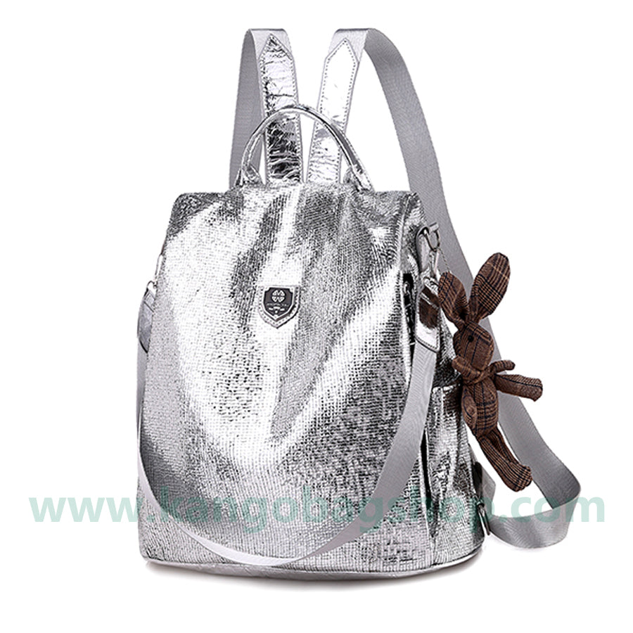 Sequin backpack women's new fashion and fashion one-shoulder bag soft Pu backpack