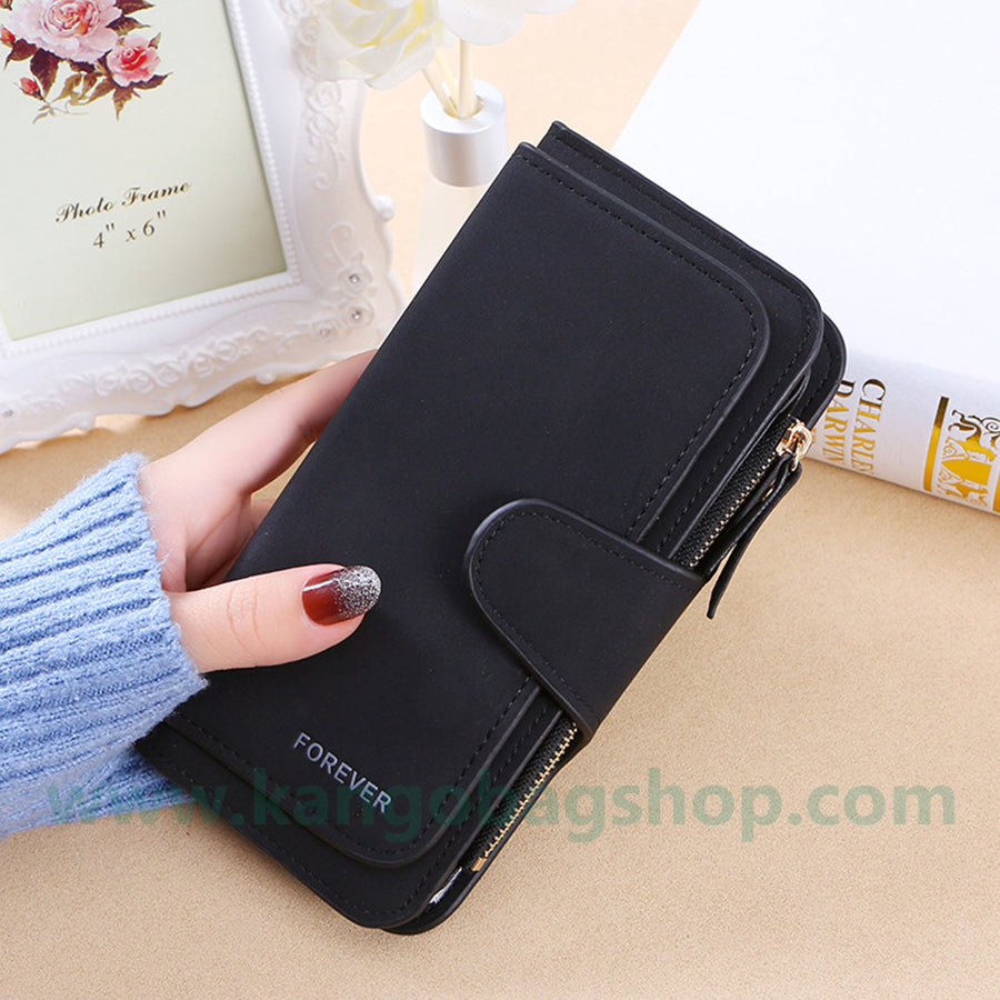 New style ladies big three discount fashion multi-card wallet frosted two-color fabric