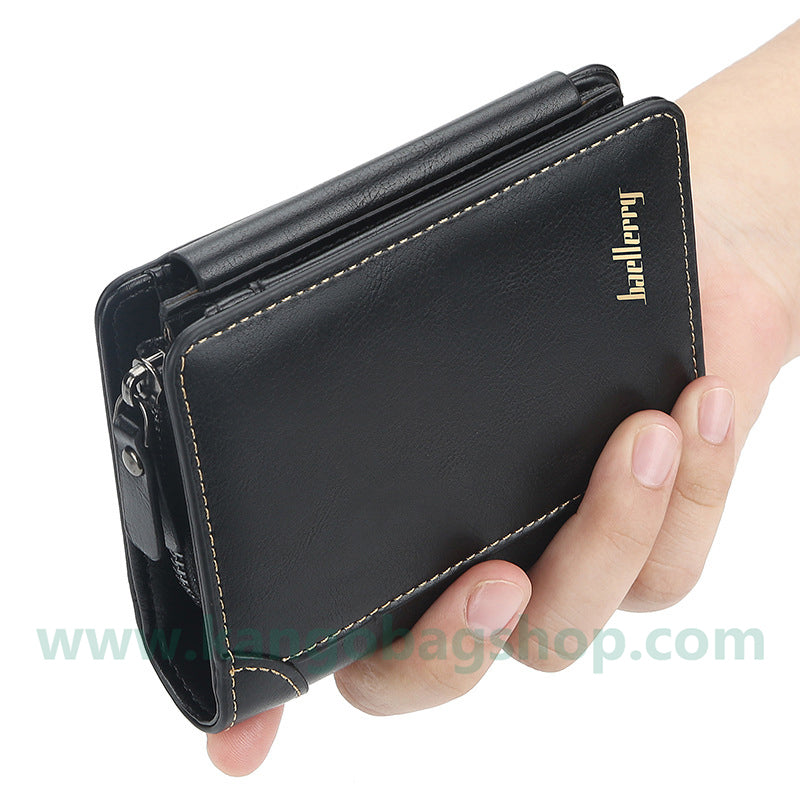 New style wallet men retro PU vertical style business wallet men change driver's license leather jacket soft wallet