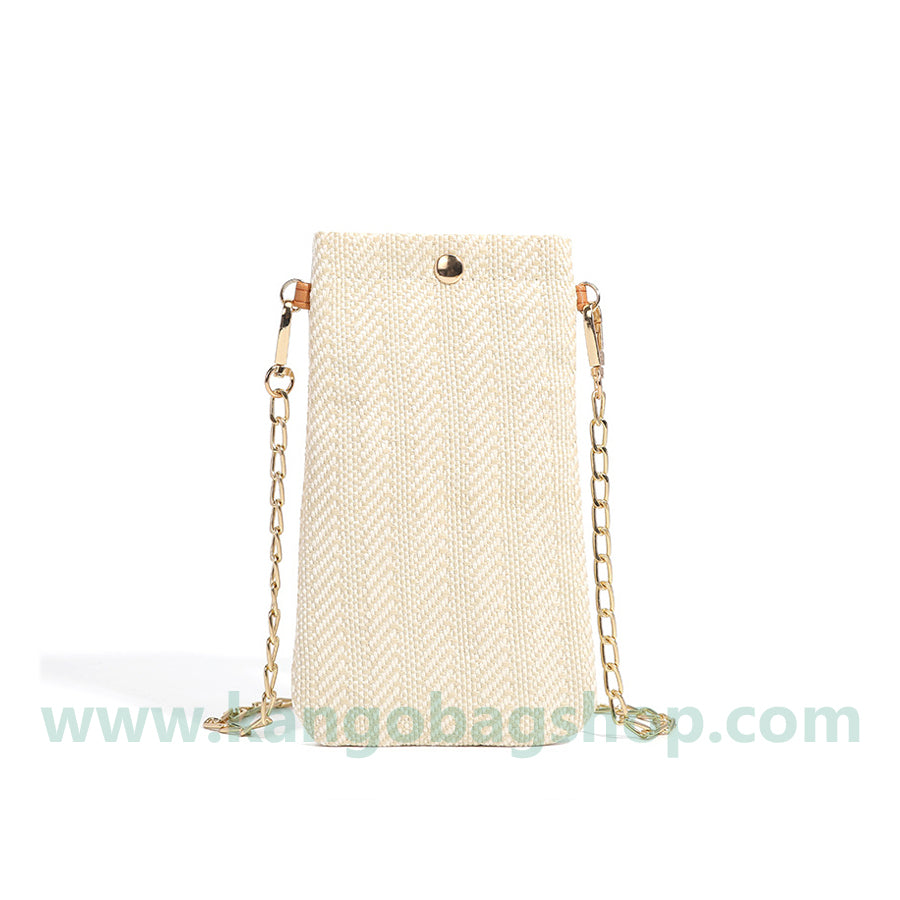 New n style lady shoulder straddle bag woven vertical cell phone bag straw woven change purse