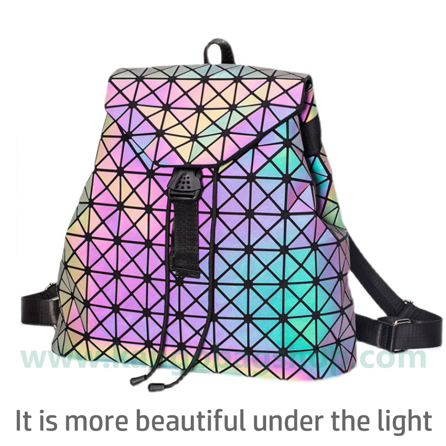 Geometric rhombus backpack women's new fashion summer night-light travel backpack large-capacity backpack