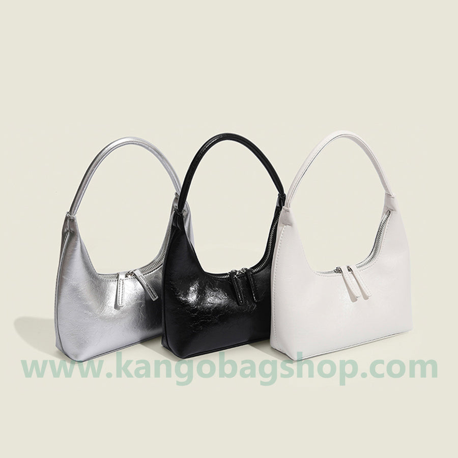 French silver texture underarm bag women's single shoulder bag South Korea simple fashion handbag minority hand bag