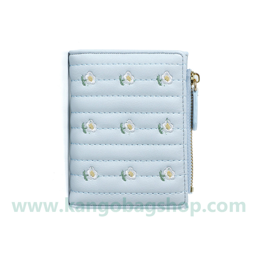 Purse female short embroidered cute little fresh student multi-card zipper small wallet card package integration