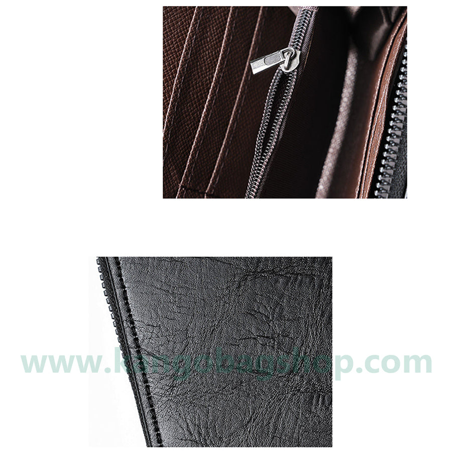 New retro men's wallet long zipper clutch multi-functional European and n fashion young men's wallets