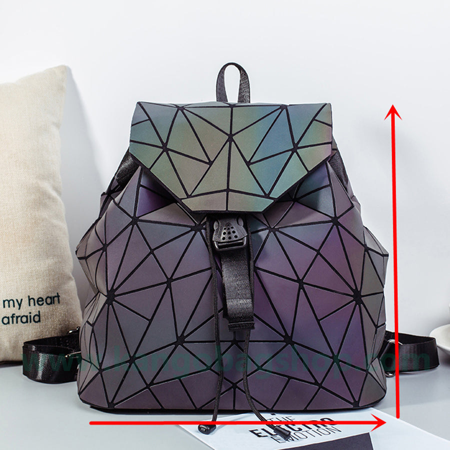 Geometric rhombus backpack women's new fashion summer night-light travel backpack large-capacity backpack