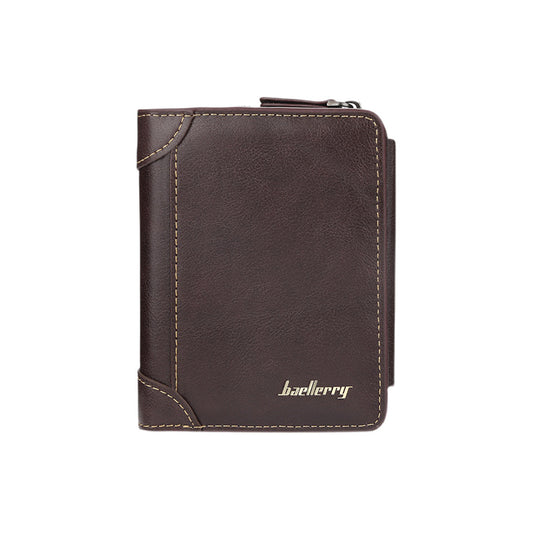 New style wallet men retro PU vertical style business wallet men change driver's license leather jacket soft wallet